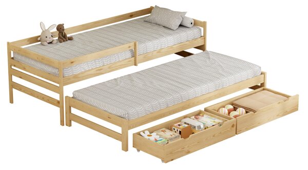 Dětská postel 90 x 200 cm s přistýlkou Esperabamos 1 (přírodní) (s rošty) (s úl. prostorem)