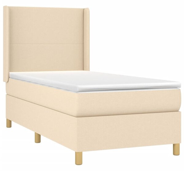 Box spring postel s matrací a LED krémová 90x190 cm textil 3138682