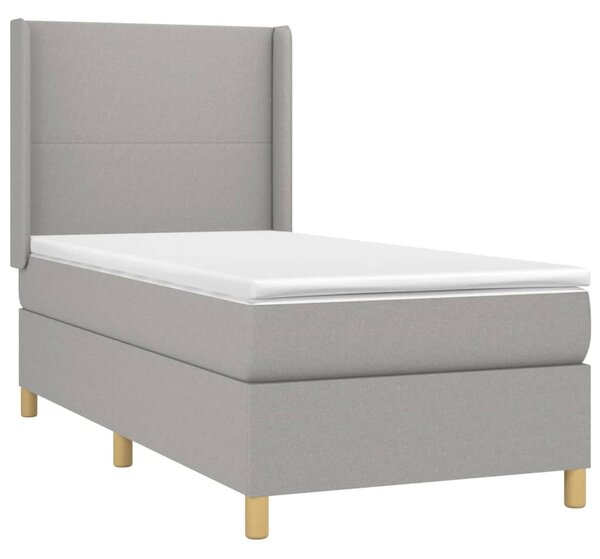 Box spring postel s matrací a LED světle šedá 90x190 cm textil 3138677