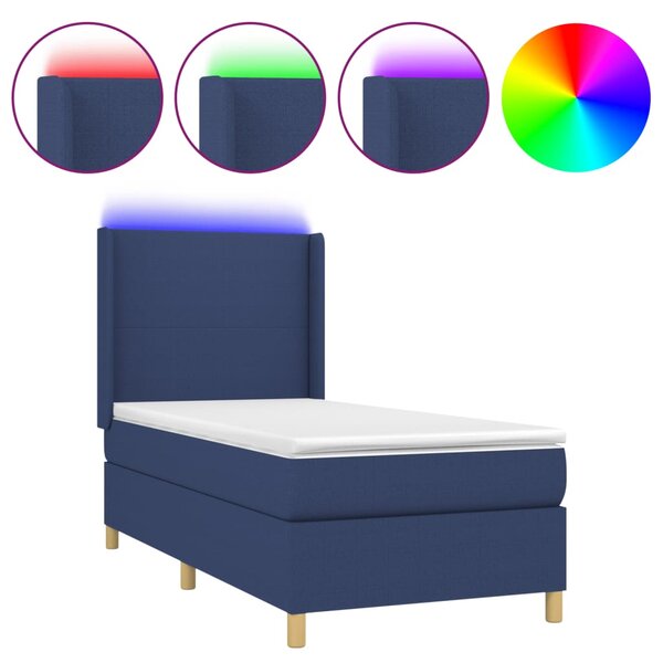 Box spring postel s matrací a LED modrá 80 x 200 cm textil 3138675