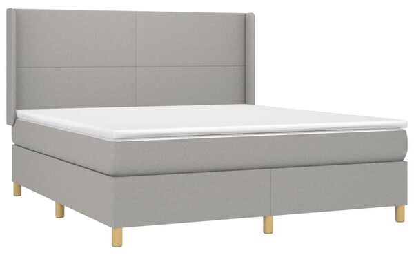 Box spring postel s matrací a LED světle šedá 160x200 cm textil 3138725