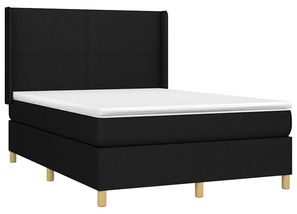 Box spring postel s matrací a LED černá 140x200 cm textil 3138719