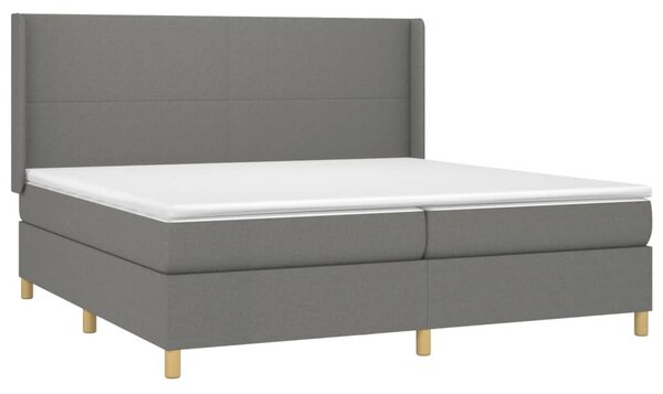 Box spring postel s matrací a LED tmavě šedá 200x200 cm textil 3138742