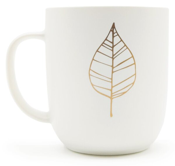 Porcelánový hrnek PPD Pure Gold, bílý, zlatý list, matný povrch, 400 ml