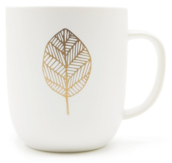 Porcelánový hrnek PPD Pure Gold, bílý, zlatý list, matný povrch, 400 ml