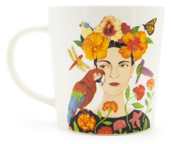Porcelánový hrnek PPD La Dolorosa, bílý, tropičtí ptáci, květiny, pestrý, 400 ml