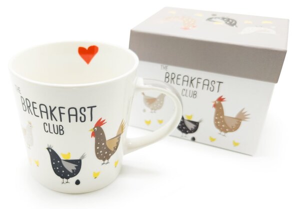 Porcelánový hrnek PPD Breakfast Club, bílý, slepičky, kuřátka, venkovský styl, 400 ml