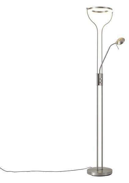Moderní stojací lampa ocel s ramenem na čtení vč. LED a stmívače - Divo