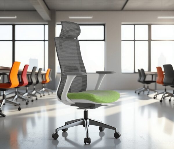 Ergonomická kancelářská židle MERCURY WISDOM ZELENÁ – síťovaná