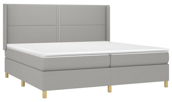 Box spring postel s matrací a LED světle šedá 200x200 cm textil 3138821