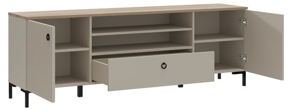 TV skříňka Denegacion 1 (šedohnědá + dub silverjack)