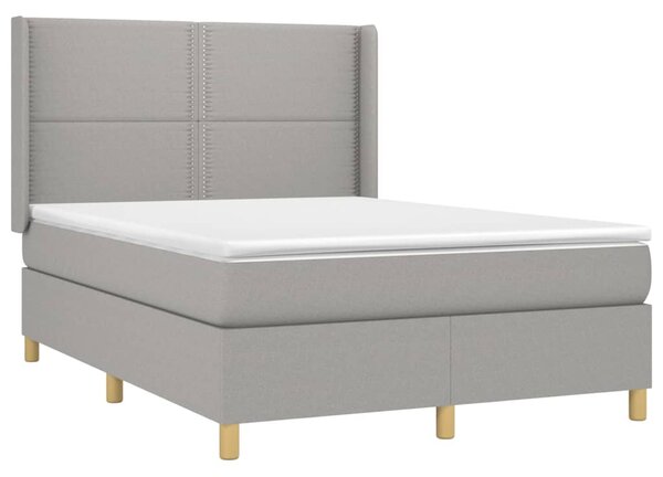 Box spring postel s matrací a LED světle šedá 140x200 cm textil 3138797