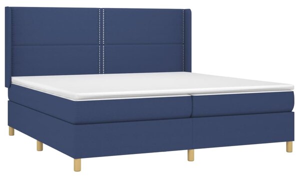 Box spring postel s matrací a LED modrá 200x200 cm textil 3138827
