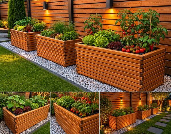 Dřevěný zahradní květináč AKSAMIT teak 1180x400x600 (Krásné zpracování)