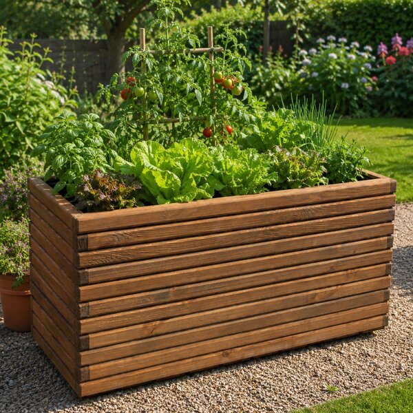 Dřevěný zahradní květináč AKSAMIT teak 1180x400x600 (Krásné zpracování)