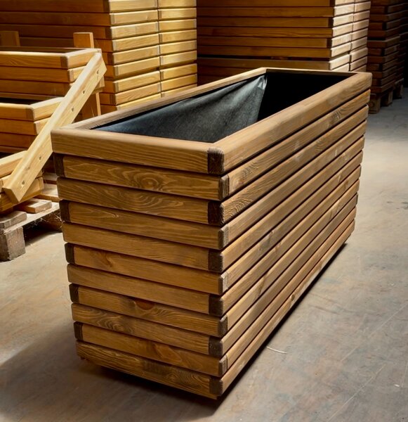 Dřevěný zahradní květináč AKSAMIT teak 1180x400x600 (Krásné zpracování)