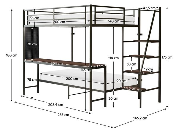 Patrová postel 90 cm Nacion 1 (černá) (s rošty)