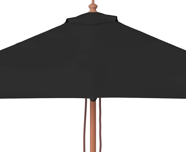 Zahradní slunečník s dřevěnou tyčí černý 150 x 200 cm 313884
