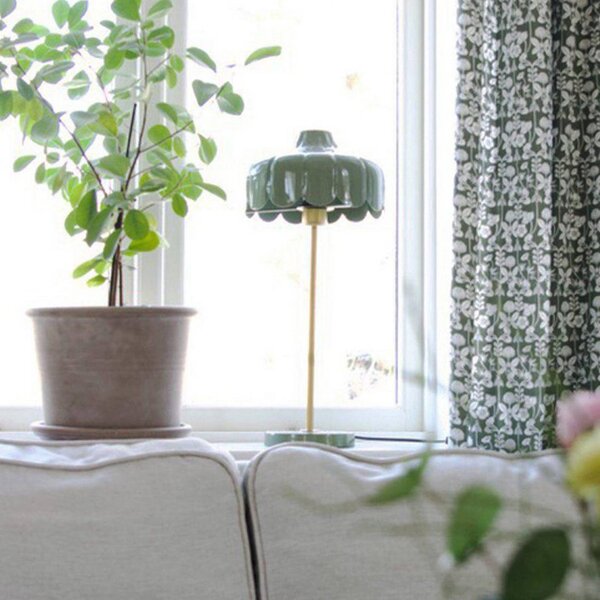 PR Home Stolní lampa Wells, zelená/zlatá, výška 50 cm, Zelená, Obývací pokoj / jídelna, kov