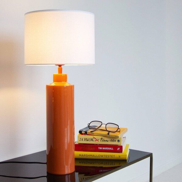 PR Home Stolní lampa Solo, oranžová/bílá, výška 65 cm, Žlutá / oranžová, Obývací pokoj / jídelna, Textil / tkanina / hedvábí, Moderní
