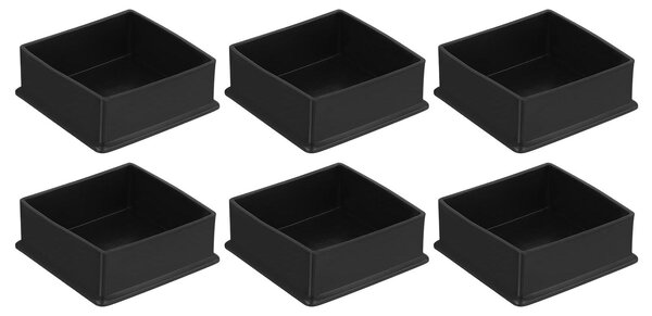 4 čtvercové krytky na nohy židle, vyrobené z PVC, rozměry 80 mm x 80 mm, barva černá