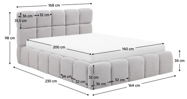 Manželská postel 140 cm Sumadas 1 (šedá) (s roštem) (s úl. prostorem)