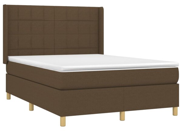 Box spring postel s matrací a LED tmavě hnědá 140x200 cm textil 3138880