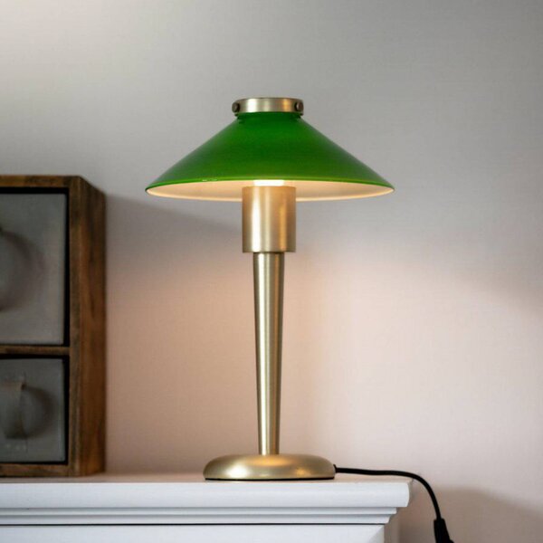 PR Home Stolní lampa August, mosazná/zelená, 34 cm, kov, Mosaz / zlato, Obývací pokoj / jídelna, kov