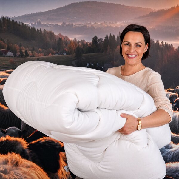Zesílená dvoulůžková vlněná podložka Besky Grunt na matraci 180×200 nebo 160×200 nebo 140×200 cm Rozměr a výplň: 140×200 cm; 3,2 kg vlny