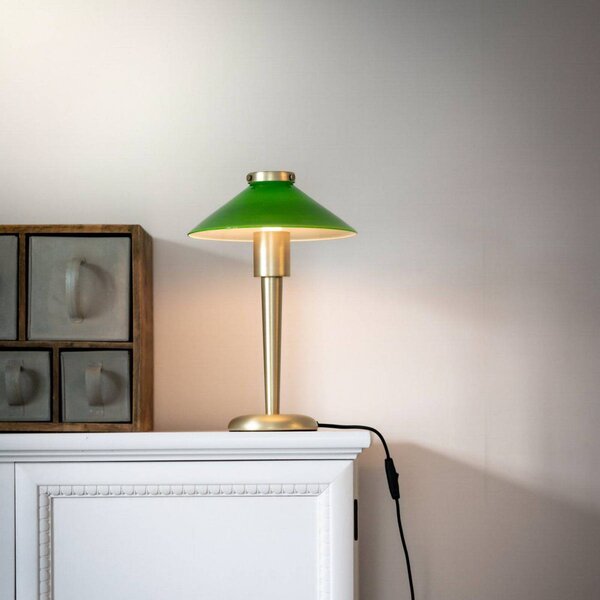 PR Home Stolní lampa August, mosazná/zelená, 34 cm, kov, Mosaz / zlato, Obývací pokoj / jídelna, kov