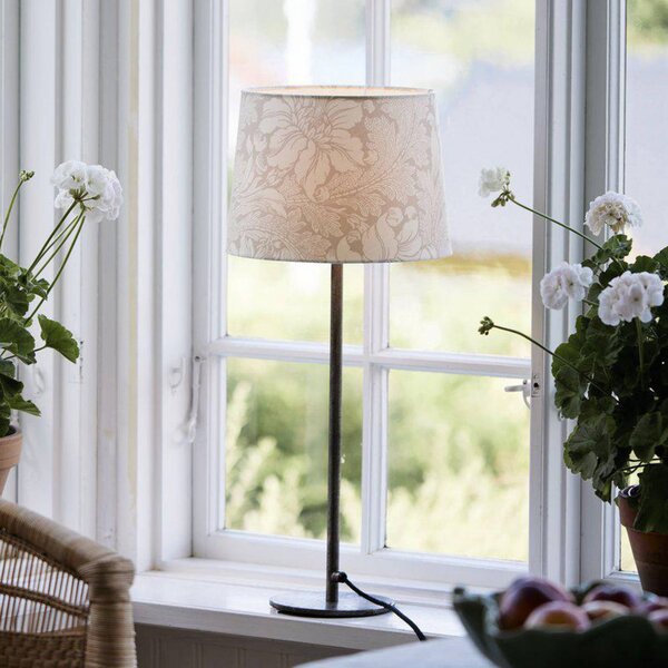 PR Home Stolní lampa BASE ACANTHUS, bílá/stříbrná, 58 cm, Bílá / opál, Obývací pokoj / jídelna, kov