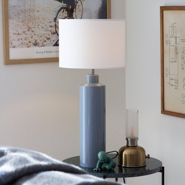 PR Home Stolní lampa Solo, modrá/bílá, výška 65 cm, kov/látka, Modrá, Obývací pokoj / jídelna, Textil / tkanina / hedvábí, Moderní