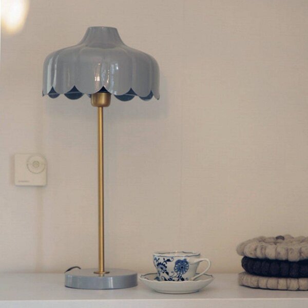PR Home Stolní lampa Wells, modrá/zlatá výška 50 cm, Modrá, Obývací pokoj / jídelna, kov
