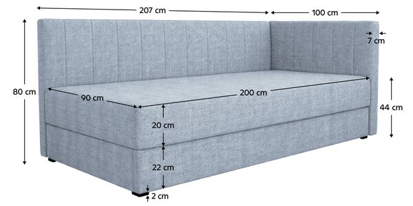 Jednolůžková postel (válenda) 90 cm Lavarse 1 (světlomodrá) (s matrací) (s úl. prostorem)