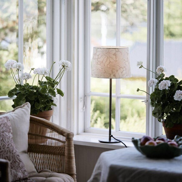 PR Home Stolní lampa BASE ACANTHUS, bílá/stříbrná, 58 cm, Bílá / opál, Obývací pokoj / jídelna, kov