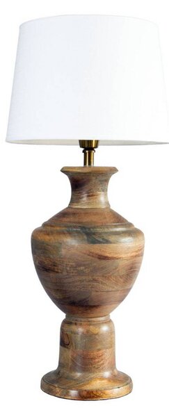 PR Home Stolní lampa Alma, bílá/hnědá, výška 69 cm, dřevo/látka, Bílá / opál, Obývací pokoj / jídelna, Dřevo
