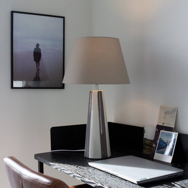 PR Home Stolní lampa Leya, hnědá/bílá, výška 54 cm kov/látka, Hnědá / rez, Obývací pokoj / jídelna, Keramika, Moderní