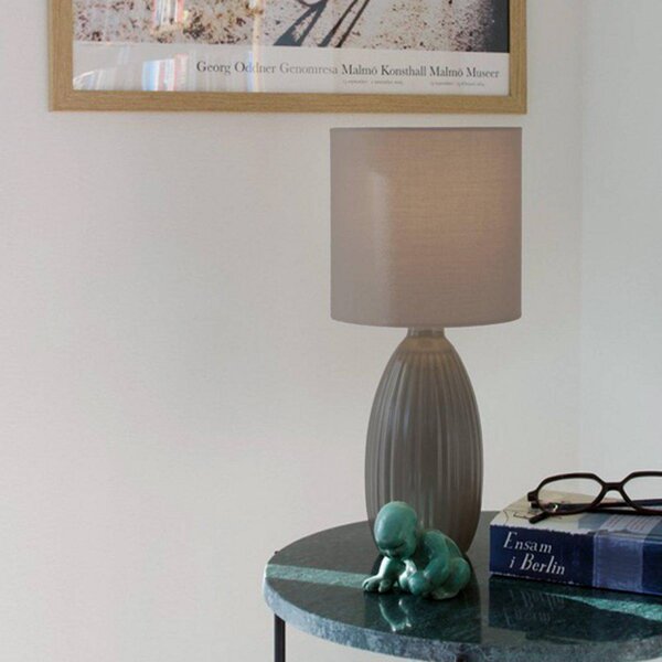 PR Home Stolní lampa Uno, hnědá, výška 37 cm, textil/keramika, Hnědá / rez, Obývací pokoj / jídelna, Keramika, Moderní