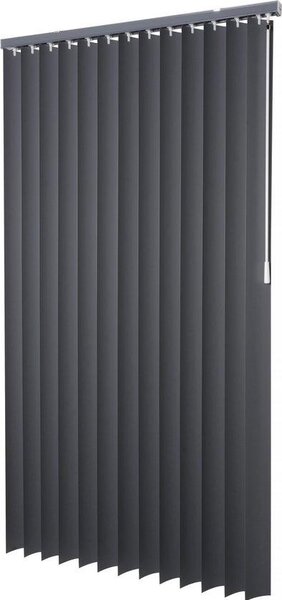 Unyqoos® Intensions, vertikální žaluzie z PVC, šířka lamely 89 mm – tmavě šedá barva, rozměry 250 x 180 cm, včetně montážové lišty, vhodné do koupelny, kuchyně a kanceláře