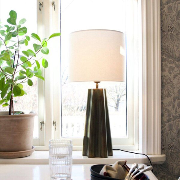PR Home Stolní lampa Aira, výška 65 cm, mosazná/bílá, Mosaz / zlato, Obývací pokoj / jídelna, kov