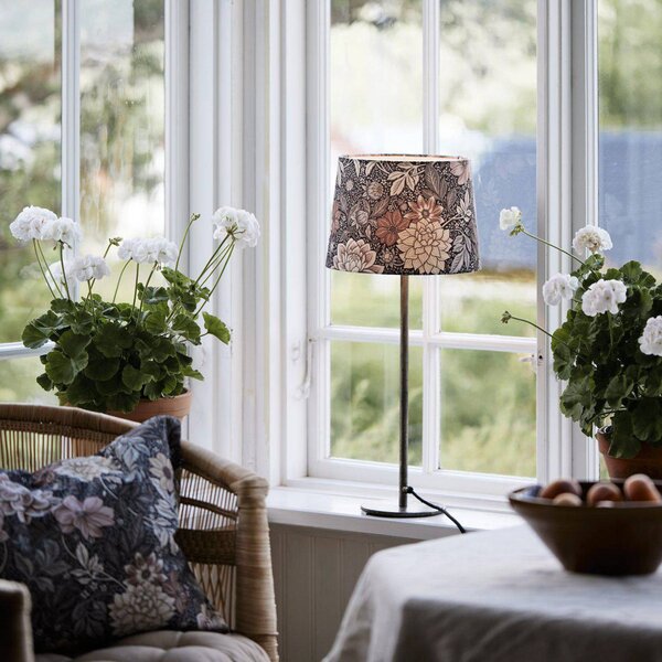 PR Home Stolní lampa BASE DAHLIA, hnědá, výška 58 cm, látka, Hnědá / rez, Obývací pokoj / jídelna, kov
