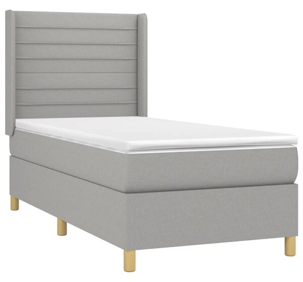 Box spring postel s matrací a LED světle šedá 90x190 cm textil 3138917