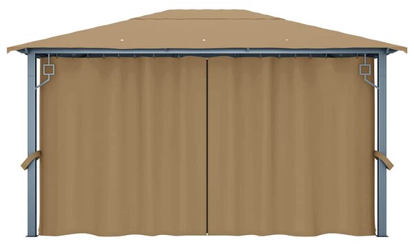 Altán se závěsy 400 x 300 cm taupe hliník 313894