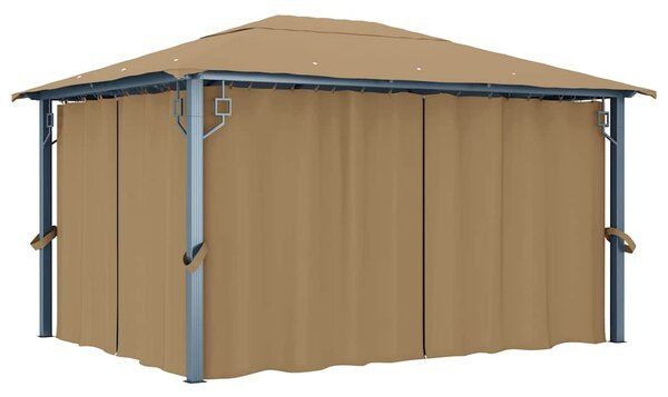 Altán se závěsy 400 x 300 cm taupe hliník 313894