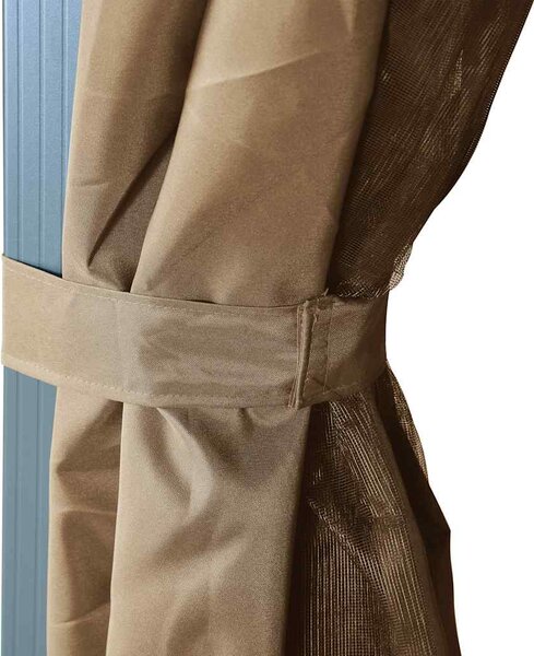 Altán se závěsy 300 x 300 cm taupe hliník 313893