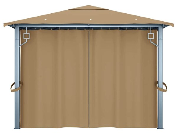 Altán se závěsy 400 x 300 cm taupe hliník 313894