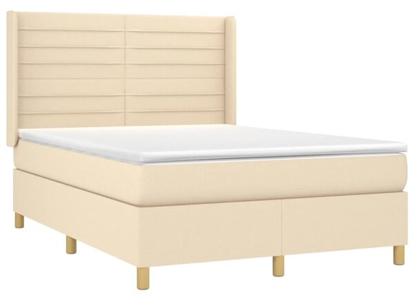 Box spring postel s matrací a LED krémová 140x190 cm textil 3138954