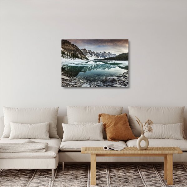 Skleněný obraz - jezero v zimě (70x50 cm)