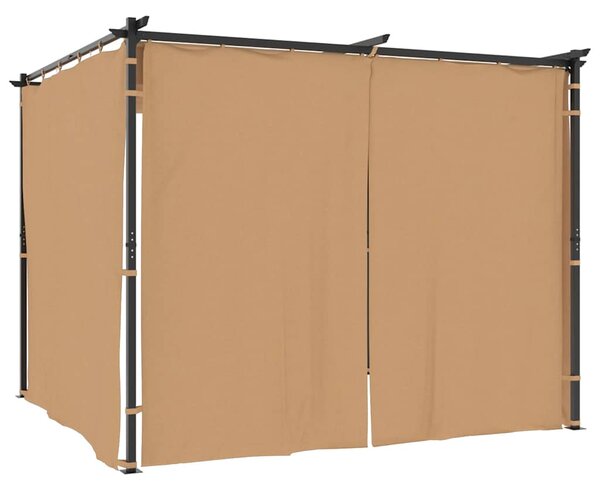 Altán se závěsy 3 x 3 m taupe ocel 313897