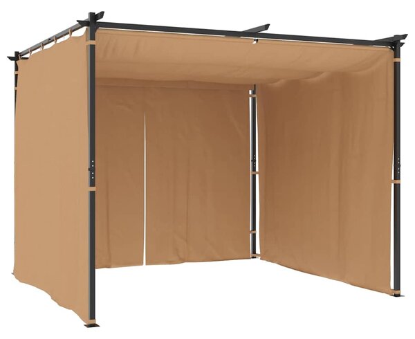 Altán se závěsy 3 x 3 m taupe ocel 313897